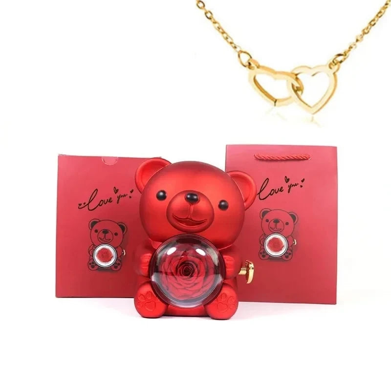Eternal Rose -CYGlobal ™ -Bear  Box Necklace with message