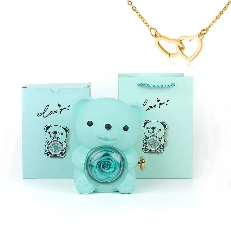 Eternal Rose -CYGlobal ™ -Bear  Box Necklace with message