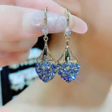 BEAUTY CYGLOBAL ™- BLUE FLOWER  CRYSTAL EARRINGS