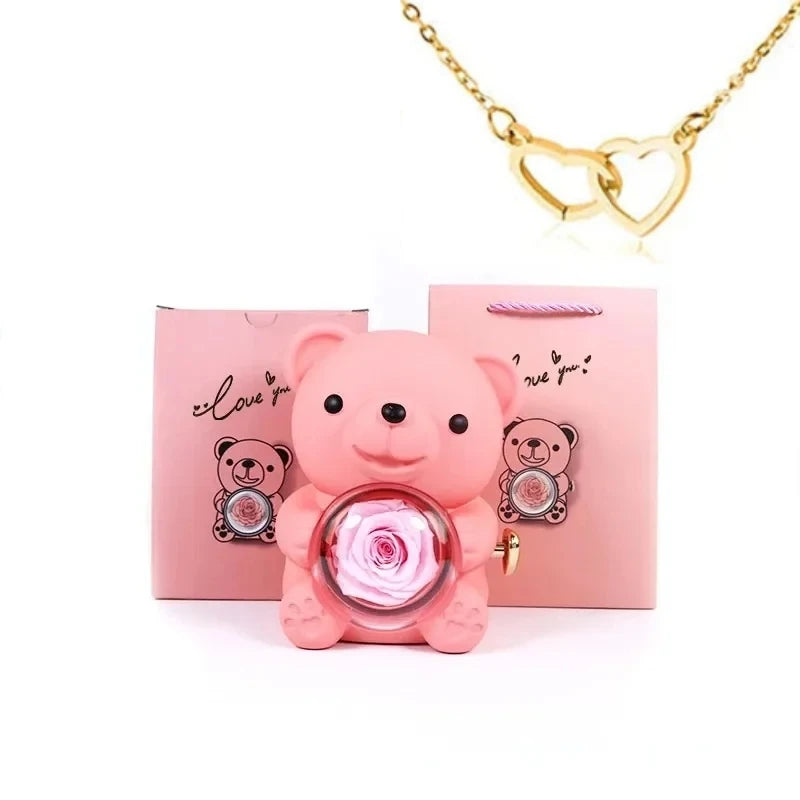 Eternal Rose -CYGlobal ™ -Bear  Box Necklace with message