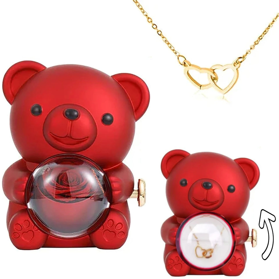 Eternal Rose -CYGlobal ™ -Bear  Box Necklace with message