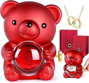 Eternal Rose -CYGlobal ™ -Bear  Box Necklace with message