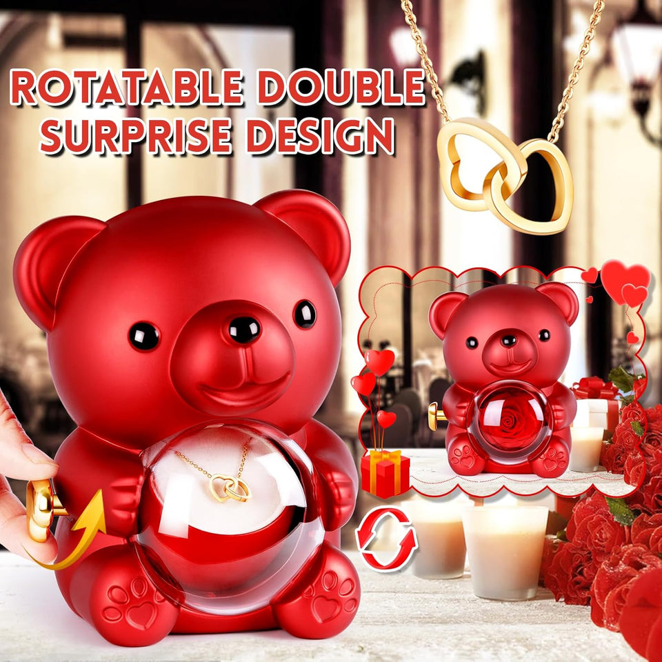 Eternal Rose -CYGlobal ™ -Bear  Box Necklace with message