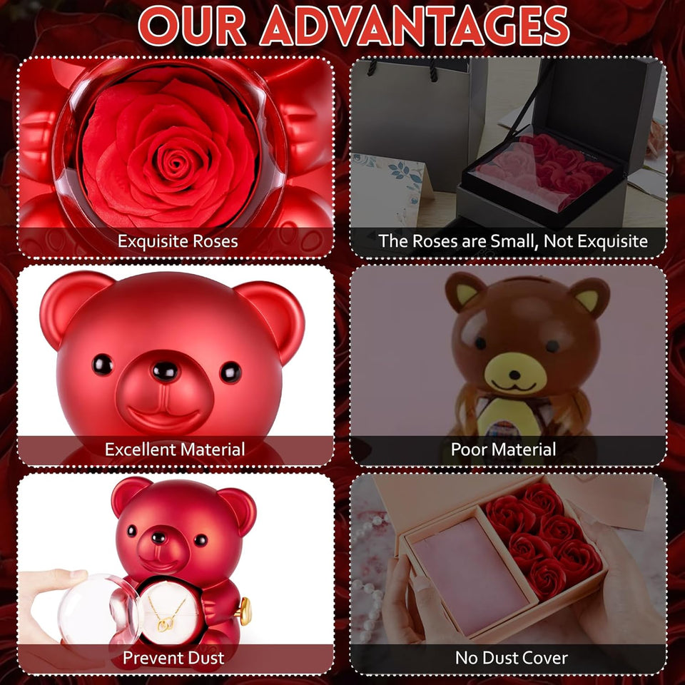 Eternal Rose -CYGlobal ™ -Bear  Box Necklace with message