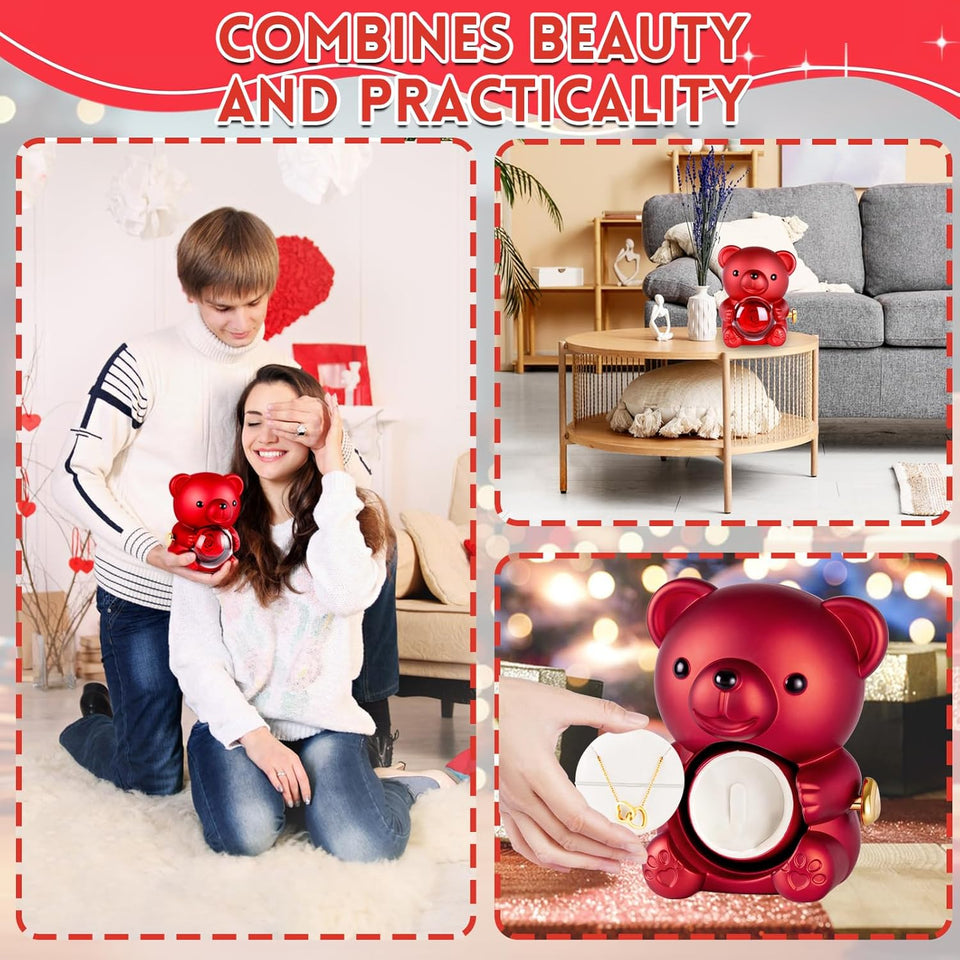 Eternal Rose -CYGlobal ™ -Bear  Box Necklace with message