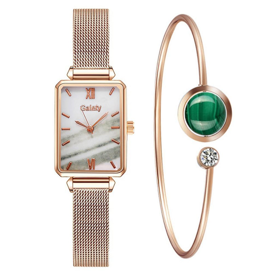 DUO QUARTZ WATCH & BRACELET  GOLDEN DIAMOND